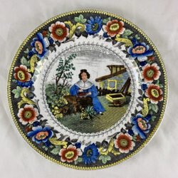 Creil Polychrome Transferware Plate - Les Bonnes Cerises